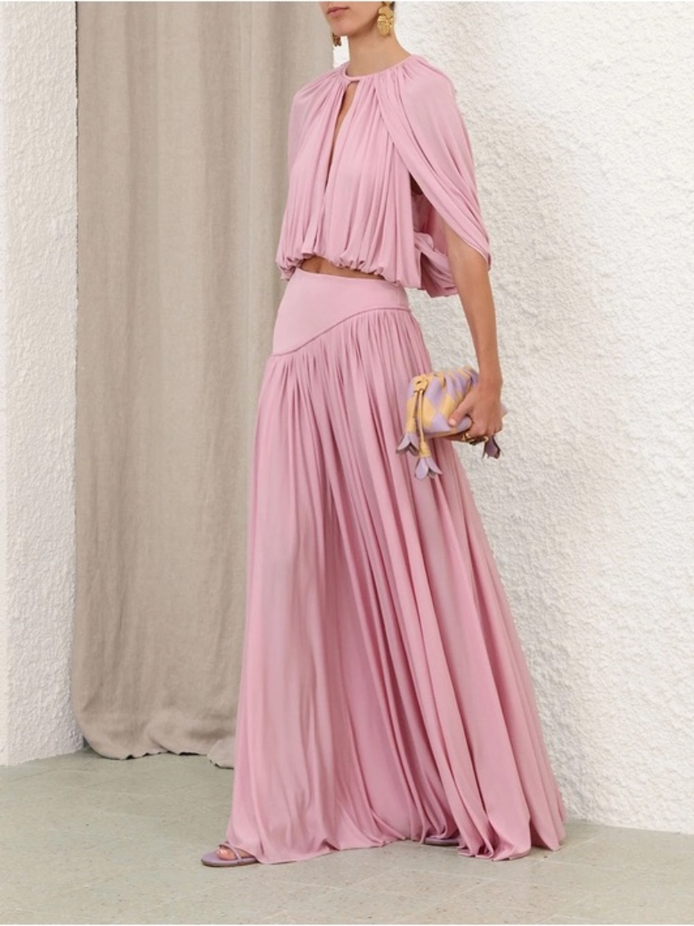 Sold out online! Zimmermann Blush Pink Pleated skirt and top
